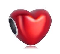 Annmors Abalorios Corazón Rojo de Plata 925 de Primera Ley Colgantes para Pulseras