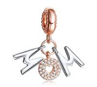 Annmors Abalorios Letras MUM de Plata 925 de Primera Ley Colgantes con Circonita Cúbica para Pulseras