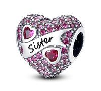 Annmors Abalorios Love Sister Charm Colgantes se ajustan a las pulseras europeas 925 Cuentas encantadoras de plata esterlina para mujeres