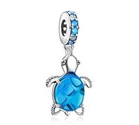Annmors Abalorios Tortuga de Mar de Plata 925 de Primera Ley Colgantes con Circonita Cúbica Charms para Pulseras