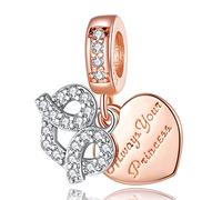 Annmors "Always Your Princess Dangle Charm 925 Sterling Silver Pendant fit Women Mom Wife Girls Daughter Friends,Gifts for Christmas Halloween Valentine's Day Birthday Mother's Day