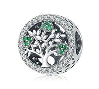 Annmors Charm Abalorios Blue Family Tree Colgante de Cuentas Plata de Ley 925 Circonita Cúbica Compatible con Europeo Pulseras Collar,Charms de Festival Cumpleaños Para Mujer Niña