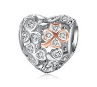 Annmors Charm Abalorios Four leafs Clover Colgantes Cuentas Plata de Ley 925 con Circonita Cúbica Compatible Pulsera & Europeo,Christmas Charms para Mujer Niña for Birthday Anniversary