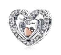 Annmors Charm Abalorios Hands Love Heart Colgante de Cuentas Plata de Ley 925 con Circonita Cúbica Transparente Compatible con Europeo Pulseras Collar,Charms de Festival Cumpleaños Para Mujer Niña