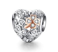 Annmors Charm Four leafs Clover Abalorios Colgantes Cuentas Plata de Ley 925 con Circonita Cúbica Compatible Pulsera & Europeo,Christmas Charms para Mujer Niña for Birthday Anniversary