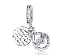 Annmors Charm Mom Infinity Pave Double Dangle Abalorios Colgante de Cuentas Plata de Ley 925 Circonita Cúbica Compatible con Europeo Pulseras Collar,Charms de Festival Cumpleaños Para Mujer Niña