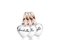 Annmors Charm para pulseras Plata de Ley 925 Two-tone Splittable Family Generation of Hearts Triple Dangle con Circonita Cúbica para mujeres collares regalo,para mujeres y niñas