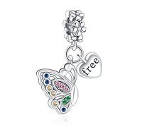 Annmors Charm para pulseras Plata Ley 925 con Circonita Cúbica para mujeres collares regalo Free Butterfly Abalorios con Navidad San Valentín día la madre Abalorios regalo para mujeres y niñas