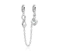 Annmors Charms Abalorios Colgante Cuentas Plata Ley 925 Infinity Love Heart Safety Chain con Circonita Cúbica Compatible Europeo Pulsera Collar,Navidad,San Valentín,día madre,regalo para mujeres niñas