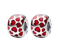 Annmors Charms Abalorios Colgante Cuentas Plata Ley 925 Sparkle Red Heart Clip Stopper con Circonita Compatible Europeo Pulsera Collar,Navidad,San Valentín,día de la madre,regalo para mujeres y niñas