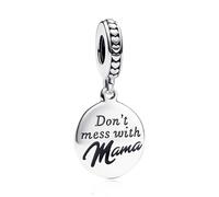 Annmors Don't Mess with Mama - Colgante de plata para pulsera Pandora y collar, mamá, regalo para el día de la madre, cumpleaños, Navidad, mujer