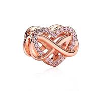 Annmors Family Infinity Pink Heart Charm for Women Bracelets and Necklaces 925 Sterling Silver,Mother's Day Birthday Halloween Christmas Jewelry Gift for Girls