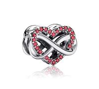 Annmors Family Infinity Red Heart Charm for Women Bracelets and Necklaces 925 Sterling Silver,Mother's Day Birthday Halloween Christmas Jewelry Gift for Girls