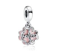 Annmors Four-leaf Clover Friendship Double Dangle Charm 925 Sterling Silver Lucky Pendant for Women Bracelet Necklace,Christmas Halloween Valentine's Day Birthday Mother's Day