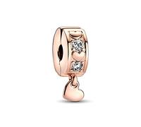 Annmors Jewelry Rose Glod Pave Clip Crystal and Cubic Zirconia Charm in Sterling Silver for Women Bracelets and Necklaces