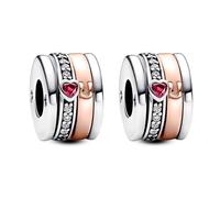 Annmors love U Stopper Charms Abalorios Colgante Cuentas Plata Ley 925 con Circonita Cúbica Compatible Europeo Pulsera Collar,Navidad,San Valentín,día de la madre,regalo para mujeres y niñas 2 piezas