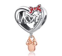 Annmors Lovely Jewelry “Love Mom”Dangle Charm in 925 Sterling Silver Mother Heart Charm Dangle for Women Bracelet & Necklace DIY Gifts Christmas Halloween Valentine's Day Happy Birthday Mother's Day