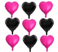 AnnoDeel 20 globos de Mylar de corazón rosa y negro, globos de aluminio de corazón rosa intenso de 18 pulgadas y corazón negro para decoración de cumpleaños, boda, baby shower, decoración de