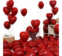 AnnoDeel 50 globos de corazón rojo de 25,4 cm, corazón rojo, rubí grueso, globos de látex dobles para amor, novia, boda, día de San Valentín, decoración de fiesta