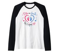Annonce grossese bébé Baby Shower fille ou Garcon Camiseta Manga Raglan