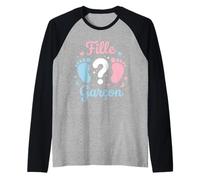 Annonce grossese Sexe Bebe Baby Shower fille ou Garcon Camiseta Manga Raglan