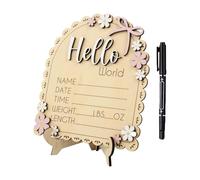 Announcement Sign,Wooden Birth Name Sign with Pen - Photo Prop Keepsake | for Home Hospital Nursery Birthday Party Thanksgiving Christmas Girls Family Friends Colleagues