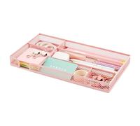 Annova Bandeja organizadora de cajones de escritorio para organización de oficina, malla de metal, accesorios y suministros de oficina (Light Pink)