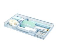 Annova Bandeja organizadora de cajones de escritorio para organización de oficina, malla de metal, accesorios y suministros de oficina (Morandi Blue)