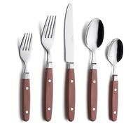 ANNOVA Juego de Cubiertos 20 Piezas Acero Inoxidable Mango de Color con Remache/Cubiertos Estilo Retro (Brown, 20 Pieces)