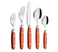 ANNOVA Juego de Cubiertos 20 Piezas Acero Inoxidable Mango de Color con Remache/Cubiertos Estilo Retro (Orange, 20 Pieces)