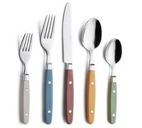 ANNOVA Juego de Cubiertos 20 Piezas Acero Inoxidable Mango de Color con Remache/Cubiertos Estilo Retro (Morandi Mix, 20 Pieces)