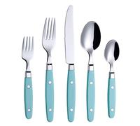 ANNOVA Juego de Cubiertos 20 Piezas Acero Inoxidable Mango de Color con Remache/Cubiertos Estilo Retro (Turquoise, 20 Pieces)