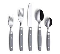 ANNOVA Juego de Cubiertos 20 Piezas Acero Inoxidable Mango de Color con Remache/Cubiertos Estilo Retro (Grey, 20 Pieces)