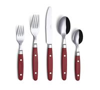 ANNOVA Juego de Cubiertos 20 Piezas Acero Inoxidable Mango de Color con Remache/Cubiertos Estilo Retro (Red, 20 Pieces)