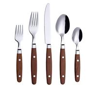 ANNOVA Juego de Cubiertos 20 Piezas Acero Inoxidable Mango de Color con Remache/Cubiertos Estilo Retro (Wood, 20 Pieces)