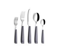 ANNOVA Juego de cubiertos de acero inoxidable con mango colorido, utensilios de cocina, incluye cuchillos de cena, tenedores, cucharas, tenedores de ensalada y cucharas de postre (gris, 20 piezas)