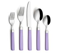 ANNOVA Juego de cubiertos de acero inoxidable de 20 piezas, asas de color,tenedores de cena,tenedores de ensalada,cuchillos de cena,cucharas de cena,cucharas de postre, servicio para 4