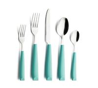 ANNOVA Juego de cubiertos de acero inoxidable, mangos de colores, tenedores, tenedores de ensalada, cuchillo de mesa, cucharada y cucharadita (Turquesa, 20 piezas)