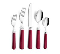 ANNOVA Juego de cubiertos, juego de cubiertos de acero inoxidable, incluye cuchillos, tenedores, cucharas, tenedores para ensalada y cucharas para postre (Rojo, 20 piezas)