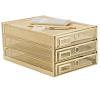 Annova Organizador de escritorio de malla de alambre de 3 niveles con cajones deslizantes, clasificador de papel/multifuncional/construcción sólida de para cartas, documentos, correo