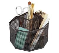 Annova Organizador de escritorio de malla giratorio con 5 compartimentos, soporte giratorio para caramelos/bolígrafos, oficina, suministros de arte, almacenamiento, aula, hogar (Black)
