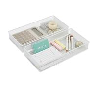 Annova Organizador de malla para cajones y estantes, cesta de almacenamiento, bandeja de almacenamiento para suministros de oficina escolar, juego de 2 (blanco, 30.5x15x5cm)