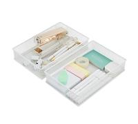 Annova Organizador de malla para cajones y estantes, cesta de almacenamiento, bandeja de almacenamiento para suministros de oficina escolar, juego de 2 (blanco, 23x15x5cm)