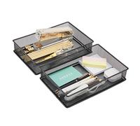 Annova Organizador de malla para cajones y estantes, cesta de almacenamiento, bandeja de almacenamiento para suministros de oficina escolar, juego de 2 (negro, 23x15x5cm)