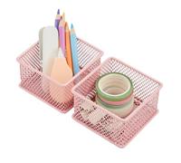 Annova Organizador de malla para cajones y estantes, cesta de almacenamiento, bandeja de almacenamiento para suministros de oficina escolar, juego de 2 (rosa claro, 7.5x7.5x5cm)