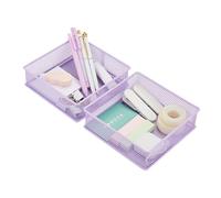 Annova Organizador de malla para cajones y estantes, cesta de almacenamiento, bandeja de almacenamiento para suministros de oficina escolar, juego de 2 (morado claro, 15x15x5cm)