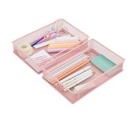 Annova Organizador de malla para cajones y estantes, cesta de almacenamiento, bandeja de almacenamiento para suministros de oficina escolar, juego de 2 (rosa claro, 23x15x5cm)