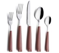 ANNOVA Set di posate da 20 pezzi, servizio per 4 persone, posate da cucina in acciaio inossidabile con manici colorati, utensili da cucina (Brown, 20 Pieces)