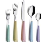 ANNOVA Set di posate da 20 pezzi, servizio per 4 persone, posate da cucina in acciaio inossidabile con manici colorati, utensili da cucina (Mixed Pastel, 20 Pieces)
