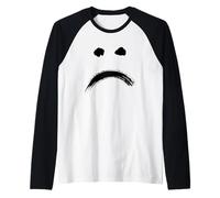 Annoyed Sad Face - Minimal Black Drawing Camiseta Manga Raglan